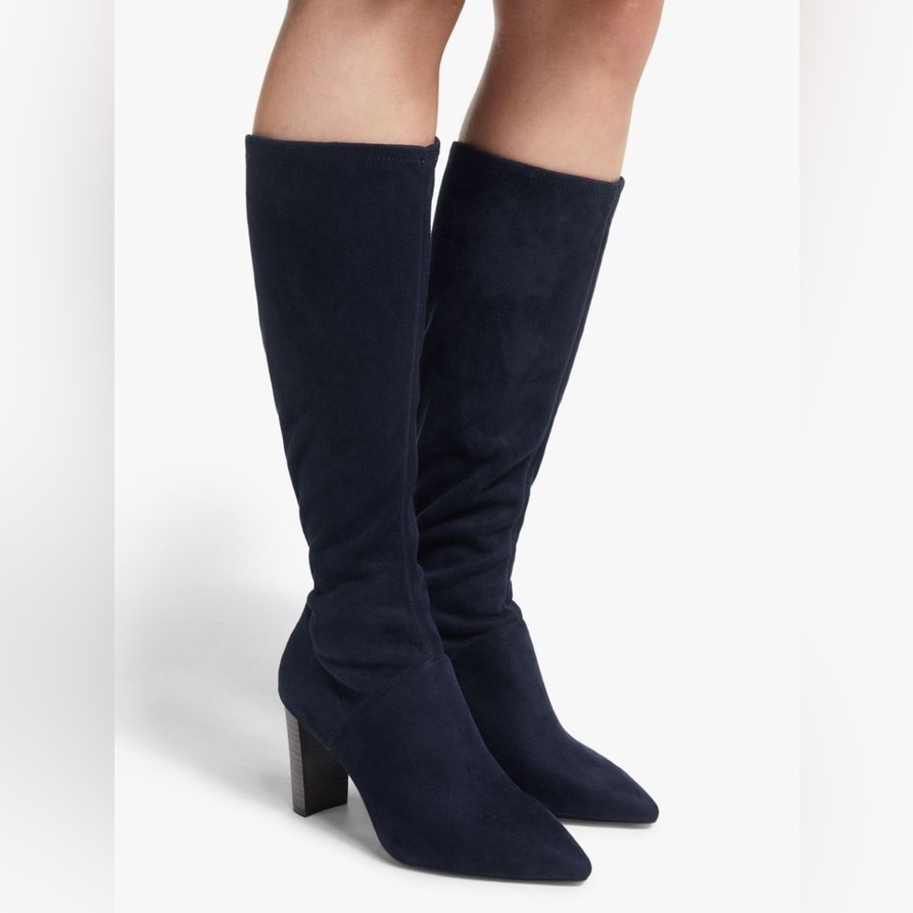 Boden Navy Blue Suede Heeled Knee High Boot size 41